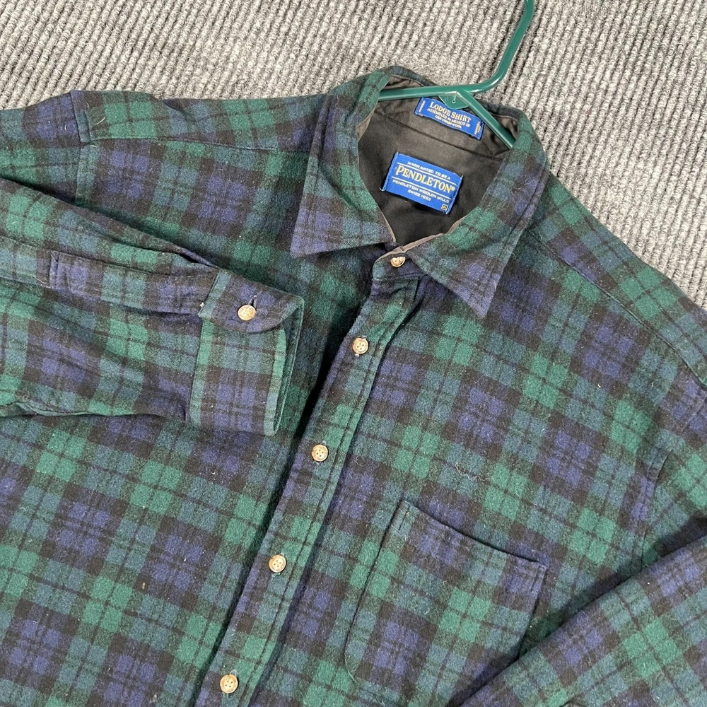 Pendleton Lodge Shirt Mens XL Extra Large Blackwatch Plaid Long Sleeve Button